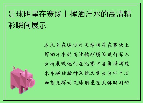 足球明星在赛场上挥洒汗水的高清精彩瞬间展示